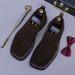 Mocasines de Cuero de Gamuza Ligeros con Suela Gruesa, Zapatos de Vestir de Cuero Mate con Punta Cuadrada Estilo Británico - Product Image 6