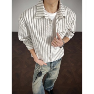 <span class=keywords><strong>Chemise</strong></span> rayée vintage à manches longues et épaules droites, <span class=keywords><strong>chemise</strong></span> <span class=keywords><strong>homme</strong></span> élégante à coupe ample et décontractée - Product Image 1