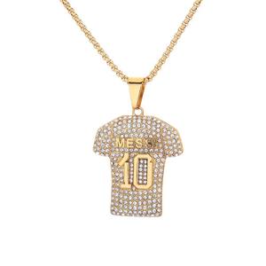 Hip Hop Iced Out Zircon Jersey sepak bola Nomor <span class=keywords><strong>10</strong></span> perhiasan Fashion liontin 316 kalung Stainless Steel untuk pria wanita grosir - Product Image 2