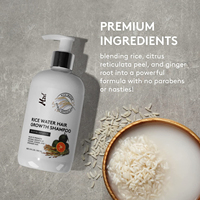 Shampooing pour la croissance des cheveux à l'eau de riz naturelle de marque privée avec biotine