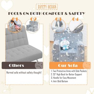 Canapé pour enfants, chaise pliante en peluche avec accoudoirs pour enfants de 2 à 4 ans, siège en tissu doux et mousse à haute élasticité - Product Image 3
