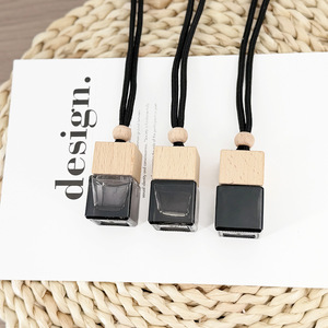 8ml High End Square Glass Custom Logo Screen Printed Lid Sealed Car Perfume Bottles Wooden Cover Hanging Fragrance <strong>Diffuser</strong> <strong>Reed</strong> - Product Image 6