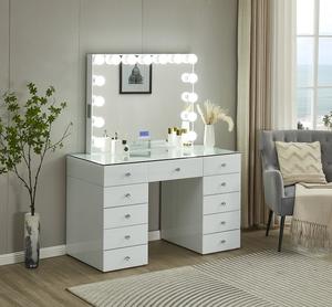 Alta qualità moderna bianco toletta vetro trasparente superiore specchio illuminato pannello legno stile immagazzinato USA per uso domestico trucco - Product Image 1