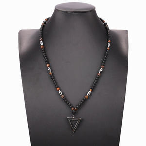 Collar con Colgante Magnético de Estilo Étnico, Cuentas de Ojo de Gato Negro y Ojo de Tigre, Joyería Geométrica, Regalo - Product Image 1