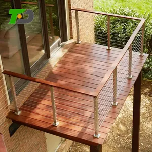 Stainless Handrail DF Modern Stair Railing Top Square 2i Nch Cable Deck Railing Post Stair Handrails Vertical Stainless Steel Wire Balustrade