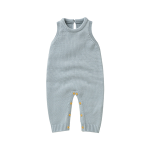 Mimixiong personnalisé en gros vêtements pour tout-petits couleur unie nouveau-né bébé tricoté sans manches barboteuse vêtements en tricot pour garçons filles - Product Image 1