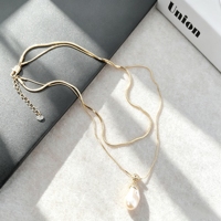 Collier de perles baroques, pendentifs tendance, colliers superposés, résistants à l'eau et au ternissement pour femmes