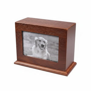 Venta caliente estilo americano moderno mascota urna conmemorativa calidad gato y perro cenizas recuerdo con marco de fotos suministros funerarios - Product Image 1