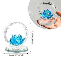 Figurine en verre de lotus en cristal, panier de fleurs, ornement de collection pour la décoration de table à la maison
