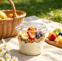 Gobelets à Açaï Personnalisés avec Logo Imprimé 14oz/16oz, Gobelets à Parfait avec Couvercles, Gobelets à Dessert en Plastique Transparent, Gobelets à Smoothie pour Yaourt et Jus de Fruits
