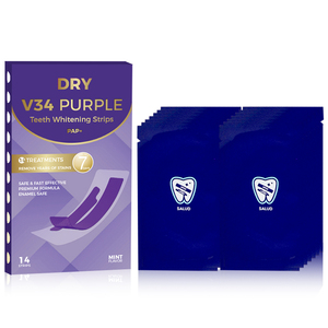 Bandelettes blanchissantes antidérapantes Pap+ V34 sans peroxyde, blanchiment rapide, bandelettes blanchissantes violettes pour dents sensibles - Product Image 4