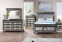 Hochwertige 5 Stück Luxus Spiegel möbel Schlafzimmer Set King Size Silber rahmen Schlafzimmer Spiegel bett