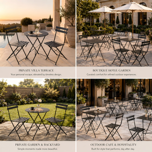 <span class=keywords><strong>Set</strong></span> Bistrot Moderno <span class=keywords><strong>in</strong></span> Metallo a 3 Pezzi, <span class=keywords><strong>Tavolo</strong></span> <span class=keywords><strong>e</strong></span> <span class=keywords><strong>Sedie</strong></span> Pieghevoli <span class=keywords><strong>in</strong></span> Ferro per Hotel, Appartamenti, Progetti di Patio, Vendita all'Ingrosso - Product Image 3