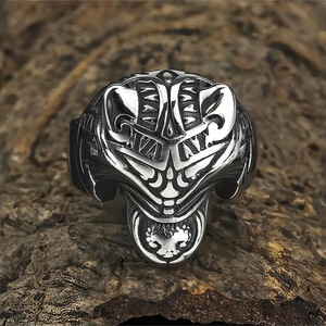 Men's <b>Titanium</b> Steel Wolf Head <b>Ring</b> Hip Hop Animal Geometric Style Jewelry Gift - Product Image 1