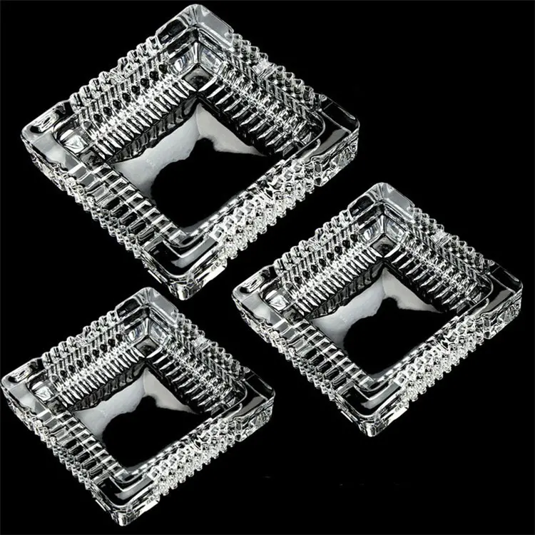 JL-389S Wholesale Cheap Glass Ashtray 10.5CM Square Cigar Ash Tray Smoking Ashtray For Cigarette Cenicero Cuadrado