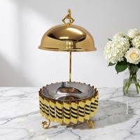 Plat de service de luxe 8L Or et Noir en acier inoxydable avec couvercle suspendu pour buffet, réchaud alimentaire pour hôtels et banquets de mariage