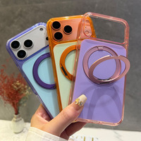 Coque de téléphone portable à chargement sans fil avec béquille rotative à 360° et design dégradé pour iPhone 18 Pro Max 17 Air 16 Plus 15 14