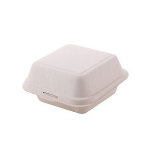 Quadratische Bento-Papierlunchboxen Einweg-Zellstoff-Kuchenverpackungsbox Zuckerrohr-<span class=keywords><strong>Burger</strong></span>-Takeout-Papierbox - Product Image 2