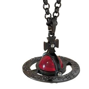 Collar de aleación de cobre con circonitas para mujer, diseño de planeta rojo púrpura tallado en 3D, versión de alta gama, colgante de moda occidental - Product Image 5