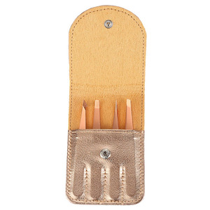 Ensemble de pinces à épiler pour sourcils en acier inoxydable rose gold avec logo personnalisé, outil professionnel de précision pour l'épilation des sourcils - Product Image 3
