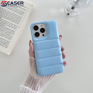 Ins Style Creative Puffer Jacket Matelassé Design coque de téléphone Personnalité Tendance Étanche Faux Cuir Couverture pour <span class=keywords><strong>iphone</strong></span> 16 15 14 - Product Image 4