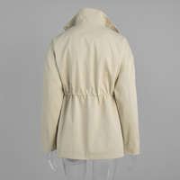 Trench-coat court 100 % coton pour femme, tendance automne 2026, avec cordon de serrage à la taille, col montant, coupe-vent utilitaire