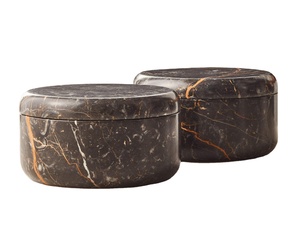 Candela rotonda in oro con motivo in marmo con coperchio portagioie portapenne vaso succulento candela per aromaterapia - Product Image 1