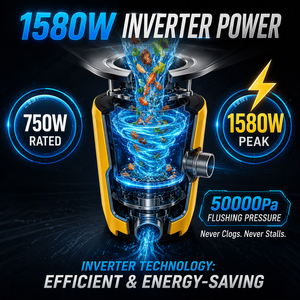 Triturador de Residuos Alimenticios Doméstico con Pantalla Inteligente, Motor de Imán Permanente de 1HP, Alimentación Continua, Acero Inoxidable, Clase de Eficiencia Energética - Product Image 3