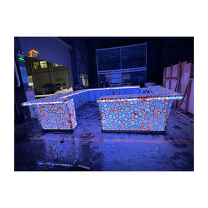 Comptoirs de bar commerciaux personnalisés en pierre d'agate <span class=keywords><strong>Comptoir</strong></span> de bar à led illuminé rouge à vendre - Product Image 5