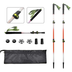 Bastones de Trekking de Aluminio con Degradado Naranja, Bastones de Senderismo Ajustables de 3 Secciones con Bloqueo Verde y Empuñadura de EVA para Excursiones al Aire Libre - Product Image 5