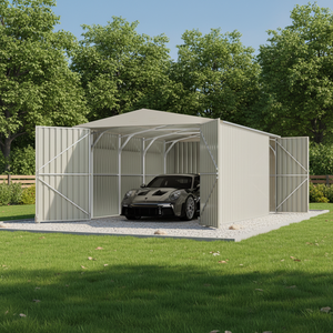 Bâtiment de garage métallique G1119, abri pour voiture, garage métallique - Product Image 1