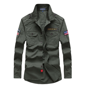 2025 도매 남성화물 셔츠 100% 면 긴 소매 군사 스타일 남성용 야외 전술 캐주얼 셔츠 - Product Image 4