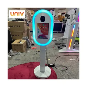 2024 New Selfie Kiosk Ring Light Ipad Photo Booth Shell For Wedding Party Portable Hand Held Photo Booth With Ipad Oval
