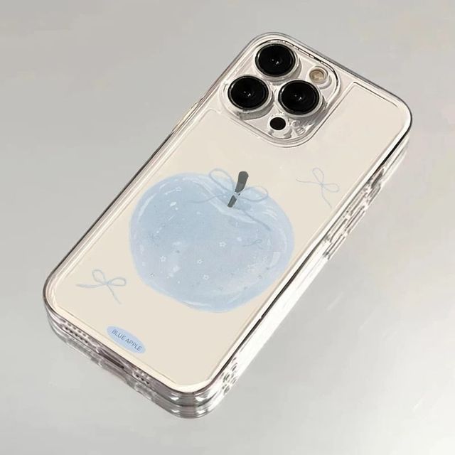 Art Crystal Blue Apple Printing Shockproof Space TPU Mobile Phone Cover Case for Iphone X Xr Xs 11 12 13 14 15 16 17 18 Pro Max