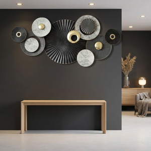 Top Selling Modern Luxury Metal Iron 8 Circle Punched Design Portrait Wall Art Gold Custom Size for Living Bedroom - Product Image 2