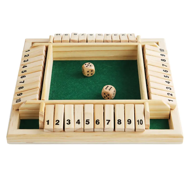 Four Sided 10 Numbers Shut The Box Board Game Set Dice Party Club Drinking Games For Adults Families