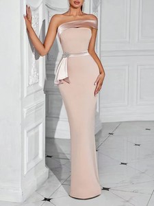 Großhandel Boutique Elegantes Schmales Trägerloses Langes Kleid 2025 Neuer Stil <span class=keywords><strong>Patchwork</strong></span>-Diamant Sexy Party-Abendkleid - Product Image 2