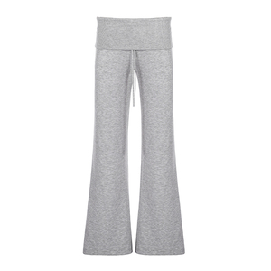 Pantalon évasé décontracté taille basse avec cordon de serrage, taille élastique, ourlet retroussé, léger, coupe ample, style Y2K streetwear pour l'été - Product Image 6
