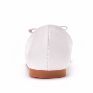 XUANHUI Ballerines élégantes pour femmes, 1,5 cm, à nœud, bout pointu, en cuir lisse blanc, chaussures de bureau - Product Image 6