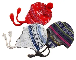 도매 니트 겨울 모자 비니 문자열 pompom 귀마개 따뜻한 귀여운 니트 모자