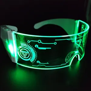 Customize Cyberpunk Rechargeable Led Light Up Colorful Flashing Glasses For Party Rave Glow In Dark Led Flashing Glasses
