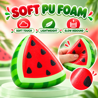 Jouet Squishy en PU en forme de tranche de pastèque à remontée lente, jouet anti-stress doux en forme de fruit, boîte de présentation de 12 pièces pour la vente en gros