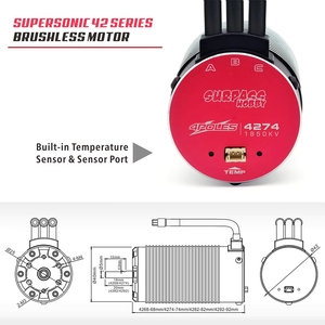 Moteur sans balais SURPASS HOBBY RC 4268 <span class=keywords><strong>4274</strong></span> 4282 4292 en métal multifonction noir rouge 42 mm pour voitures RC - Product Image 3