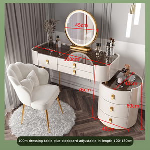 Smart Furniture Makeup <strong>Table</strong> Modern Simple Multi-functional Princess Dressing <strong>Table</strong> Side Cabinet Vanity <strong>With</strong> <strong>Mirror</strong> Chair - Product Image 6