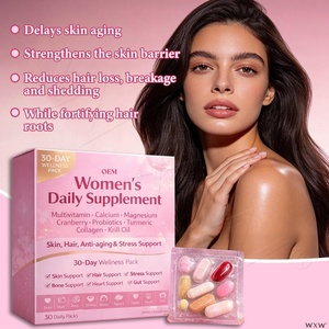 Suplemento Multivitamínico Diario para Mujeres, Paquete <span class=keywords><strong>de</strong></span> 30 Días, Colágeno, Aceite <span class=keywords><strong>de</strong></span> Krill, Arándanos, Probióticos para la Piel y el Cabello, Antienvejecimiento, Apoyo para el Estrés - Product Image 1