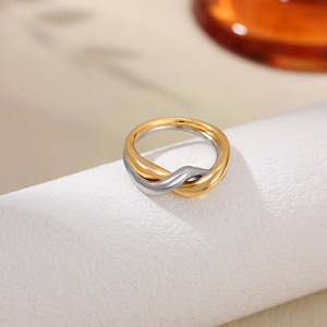 Luoyan Chunky <strong>Gold</strong> Statement <strong>Rings</strong> Women 18K <strong>Gold</strong> Silver Two Tone Copper Puffy Dome Croissant <strong>Thumb</strong> Band High Polished <strong>Rings</strong> - Product Image 5
