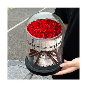 Ramo de rosas de jabón Ammy, cúpula de cristal, pequeño ramo de rosas de viento fragante, flor de jabón, regalos de San Valentín para mujeres - Product Image 1
