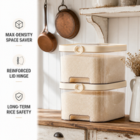 Boîte de rangement pour riz, grande capacité, en plastique alimentaire, hermétique, pour usage domestique