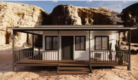 Villa préfabriquée moderne du milieu du siècle, personnalisable, extensible, respirante, avec extérieur en bois, maison mobile compacte avec porche avant complet de 20 pieds