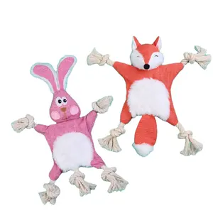 Toptan hayvan kaplan tavşan tilki pamuk halat düğümü Bite dayanıklı köpek çiğnemek oyuncak